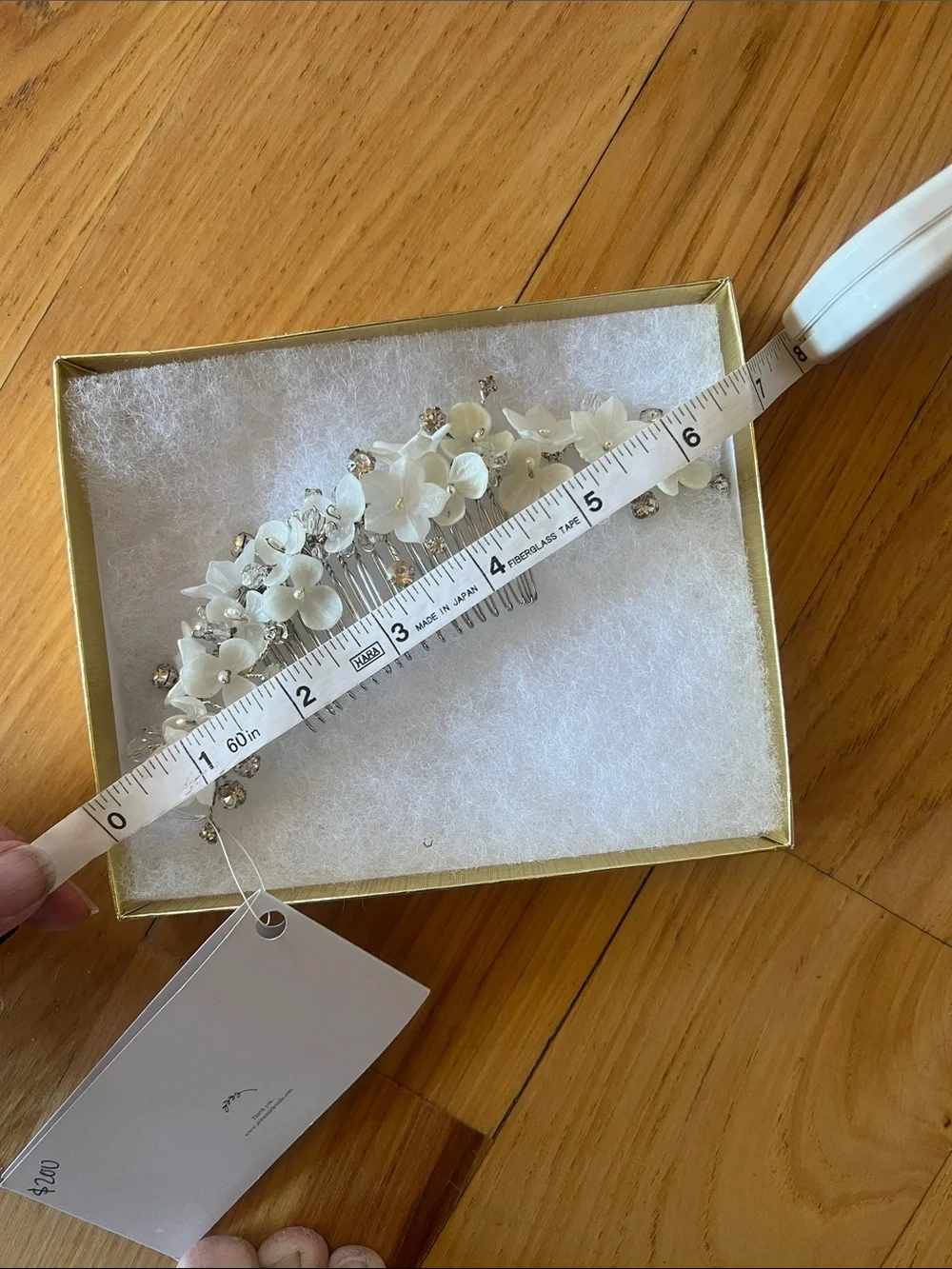 Anne Marie White Floral Hair Comb with Crystal Accents